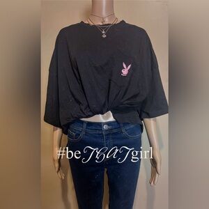 Playboy x Missguided Black Graphic Back Pocket Maternity T Shirt